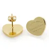Hurtownia Forever Love Design Women Stud Biżuteria nierdzewna Proszę, zwróć się do serca urokami 10 mm 14 mm kolczyki Silver Gold Rose