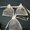 Champagne Jewelry Drawstring Bags Organza Gift Pouches Spices/Coffee Christmas/Wedding/Gift Packing 7x9 9x12 10x15cm Pouches,