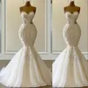 2021 Vestido de Novia Meerjungfrau Brautkleider formale Brautkleider Schatz Stickerei Spitzen Applikationen Kristallperlen Luxus Illusion SW 261z