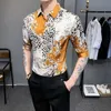 Lyxig leopardtryckskjorta Män Kortärmad Vintage Slim Shirt Social Party Nattklubb Chemise Homme Streetwear Men Kläder 4XL 210527