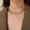 Punk Street Style Fashionable Thick Chain Gold Silver Color Metal Retro Necklace For Women Choker Clavicle Jewelry Chokers