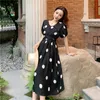 Zomer Dames Polka Dot Beach Jurk Sundresses Koreaanse kleding Wit Midi Femme Robe 210514