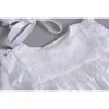 Detal Baby Girl Sukienka Z Długim Rękawem Suknia Chrzciny Pierwsze Urodziny na Wesele Party + Kapelusz Niemowlę Odzież E211 210610