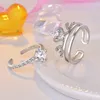 Anello con corona in zircone staccabile Set 2in1 Anelli impilabili combinati regolabili aperti Fascia per fidanzamento da donna Regalo di nozze Gioielli di moda