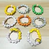 Factory direct selling beaded baseball wooden bead bracelet personality wood chips can be engraved multi-color optional