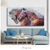 SELFLESSLY Animal Art Two Running Horses Canvas Painting Wall Art Pictures For Living Room Modern Abstract Art Prints Posters220V