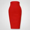 Högkvalitativ svart rödblå orange dragkedja bodycon rayon bandage kjol dag fest penna 210619