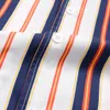 Mens Vertical Striped Shirts Collar Button Up Short Sleeve Shirts Casual Holiday Hawaiian Shirt 210527