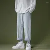 Erkek Pantolon # 5012 Siyah Mavi Gri Pantalon Homme Kot Joggers Kore Streetwear Düz Geniş Bacak Rahat Gevşek Moda Pantolon Erkekler