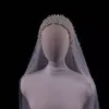 Mode Head Beading Wedding Veils Appliques Lace Bridal för Girls Cathedral Luxury Long Chapel Längd Beaded