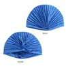 Estilo Knotted Silky Satin Ruffle Turbante Soft Headwrap India Cap Bandana Senhoras Headwear Acessórios Cabelo Perda de Cabelo Cap