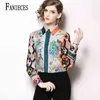 Retro Floral Print Shirt Vintage Vrouwen Lange Mouw Blouse Multicolor Revers Collar Single-Breasted Tops Blusas Camisas Muje 210520