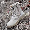 Militaire Tactische Laarzen Mannen Ademend Canvas Lace Up Veiligheid Casual Schoenen Zwart Desert Combat Ankle Army Boot Heren 211022