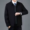 brand Men's Simple Solid Color Jacket Spring Coat Middle Aged and Old Casual Lapel 211217