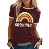 Kvinnor Bra Vibes Rainbow Short Sleeve Streetwear Graphics Top Estetisk Tee Slogan Crew Neck Hipster Casual Summer Soft T-shirt 210623