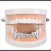 Grillz, Dental Grills Body Smycken Guldpläterad Vatten Canine Lower Teets Bracket Clown Hip Hop Dekoration Guld Tooth Sleeve Drop Leverans 202