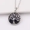 Pendentif arbre de vie en pierre naturelle colorée, Agate oeil de tigre, chaîne en argent, bijoux pour cadeau