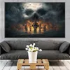 Modern Canvas Målning Pirate Ship at Sea Skull Abstract Art Vintage Mural Art on the Wall Affischer and Prints Art Pictures for Living Room