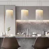 현대 펜 던 트 조명 부엌 식당 침실을위한 실버 체인 램프 LED 실내 조명기구 간단한 광택 홈 장식