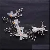 Wedding Hair Jewelry Trendy Gold Flower Pearl Headband Bridal Headpiece Handmade Hairband Women Aessories Drop Delivery 2021 0Hnfo