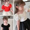 Gooporson Letnie ubrania dla dzieci Moda Koreański Krótki rękaw Koszula Cute Princess Topy Little Girls Costume Little Dzieci Topy 210715