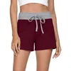 Lato kontrastujące kolor patchwork sznurek krótkie spodnie kobiety dorywczo wysoki talia plus rozmiar sport plaża mini szorty 210603