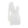 Casual Dresses Wholesale 2021 Est Women Dress Black and White Long Sleeves V-Neck Sexig Belt Decoration Celebrity Cocktail Party