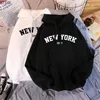 NYA Färger Tröjor Höst Vinter Dam NEW YORK Tryck Huv Dam 2021 Bekväma Varma Luvtröjor Dam Toppar Pullover H0909