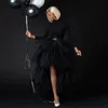 Charming Black Puffy High Low Tutu Party Skirt Tulle Tiered Women Long For Prom Custom Made Skirts