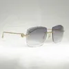 Designer Men's and Women's Beach Couple Sunglasses 20% Off Vintage Oversize Men Diamond Cut Gafas Retro Metal Shades Women Goggles for Outdoor Rimless Eyewear