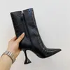 Krokodilmuster Leder Kurzstiefel Becher Heels Moderne Schuhe Frau Party Schuh Sexy High Heel Knöchelstiefel Damen Spitz