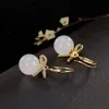 Original Innovation Diamond-studded Hetian Jade Round Bead Earrings Fashion Personality Temperament Charm Ladies Silver Jewelry Dangle & Cha