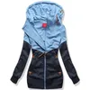 Surmiitro Spring女性のジャケットファッション秋冬ピンクブルーフード付きスウェットサイトジッパーパーカーコート女性汗陶磁器211108