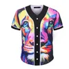 Koszulka męska Baseball Jersey 3D T-shirt Drukowane Przycisk Koszula Unisex Summer Casual Podnośniki Hip Hop Tshirt Nastolatki 036