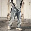 Męskie spodnie Luźne Dżinsy Mężczyźni Fajne Graffiti Druku Wydruk Reflective Moda Retro Baggy Hip Hop High Street Casual Pant Streetwear Mężczyźni