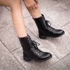 Printemps Automne Mode Round Toe Bottines Femmes Lace Up Chaussures Couples Moto Casual Femmes High Boot Femmes Chaussures 210611