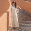 Square Collar Button Solid Color Pocket Sleeveless Wide Leg Rompers Women Casual Streetwear Plus Size Loose Long Jumpsuits 210608