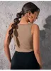 2021 chemise de style basique pour femmes européennes et américaines gilet côtelé sans manches t-shirt court hauts tube haut pour femmes collants à col en V le Y220304