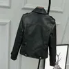 Fitaylor vårhöst kvinnor kort faux pu jacka smal mode punk outwear motorcykel läderjacka casual coat 211118