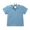 Toddler Çocuklar Set Bebek Kız Erkek Kıyafet Giysileri Kısa Kollu Keten Pamuk T-Shirt Tops + Bloomer Şort Giyim Setleri