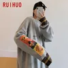 RUIHUO Knitted Winter Sweater Men Clothing Harajuku Sweaters Pullover Men Sweater Fashion Mens Clothes M3XL 210804