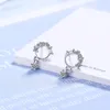 Stud Small Circle Złota Złota Cyrkon 925 Srebrne kolczyki dla kobiety w stylu Korean Fashion Jewelry Flower Cute Ear Pierścienie