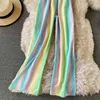 Pants & Capris Summer Thin Loose Elastic Waist Rainbow Wide-leg Pant Women Casual Gradient Color Straight Mujer Pantalones 210429