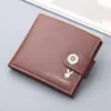 Portefeuilles Merk Heren Wallet Short Fashion Business Premium PU Jeugdgeld Clip Ultra-dunne zachte munt Purse Men Men Bone Male