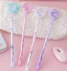 Transparent Cat Sequins Gel Pen 0.5mm Student Cute Signature Gel Stationery Pens School Office Supplies Writing Tools GC759