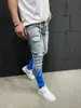 Men's Pants Men Washed Ripped Jeans Zipper Decorated Casual Trousers