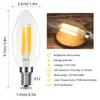 Retro-style LED Filament Bulb C35-4W Candle Light, E12 Screw Base, Soft White 2700K, Edison 40W Equivalent, 6 Pack Bulbs
