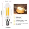 Lampadina a filamento LED stile retrò C35-4W a lume di candela, attacco a vite E12, bianco tenue 2700K, equivalente Edison 40W, confezione da 6 lampadine