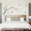 187 * 128cm tamanho grande decoração de parede adesivos árvore decoração pássaros flor casa papéis de parede diy vinil quartos 220217