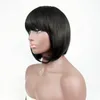 14 بوصة قصيرة الاصطناعية بوبو الباروكة محاكاة شعر مستعار شعر الإنسان مثل النساء الأسود والأبيض الذي تبدو حقيقية 741A #